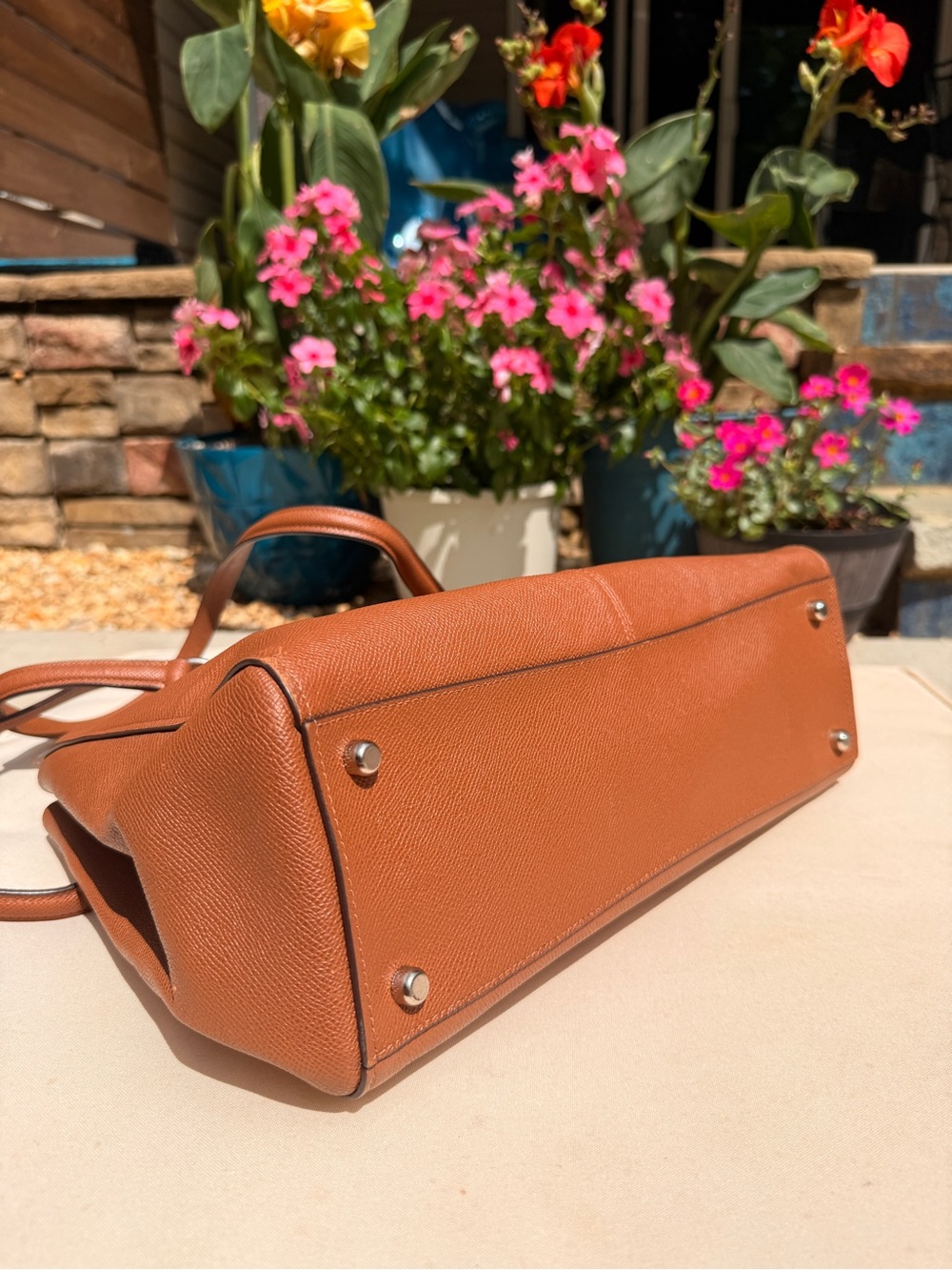 Coach Signature Leather Tote Bag in Saddle Brown 👜 - Picture 3 of 10
